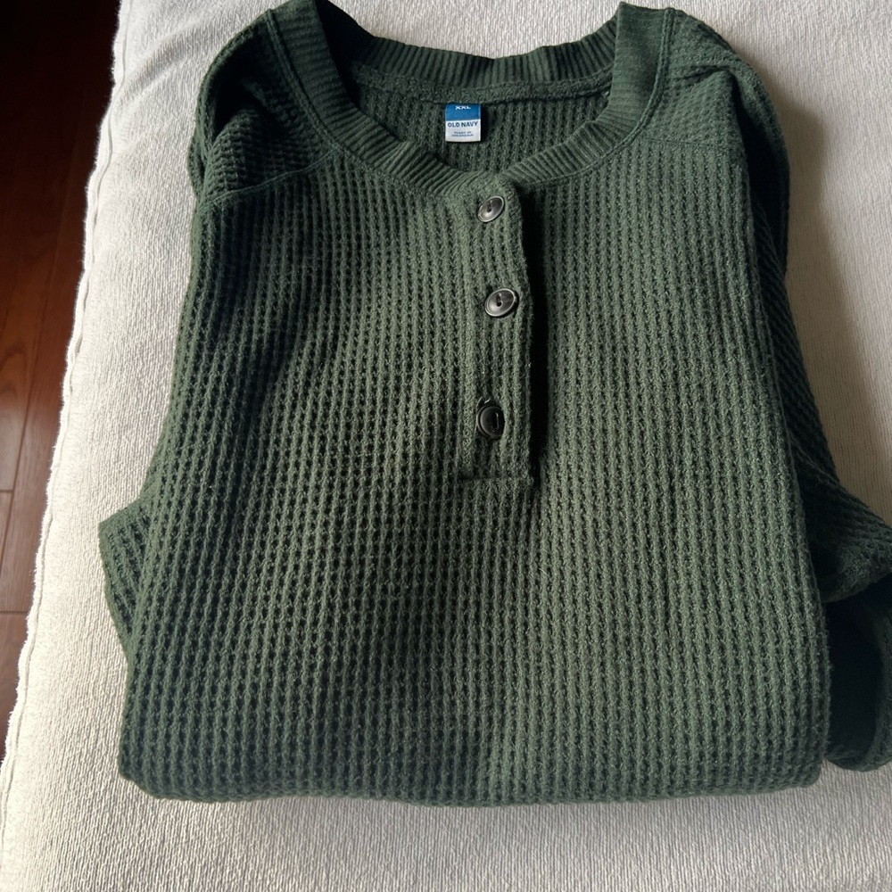 Old Navy Forest Green Waffle Knit Sweater